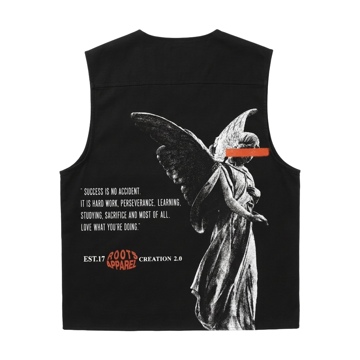 Black Denim Vest back view